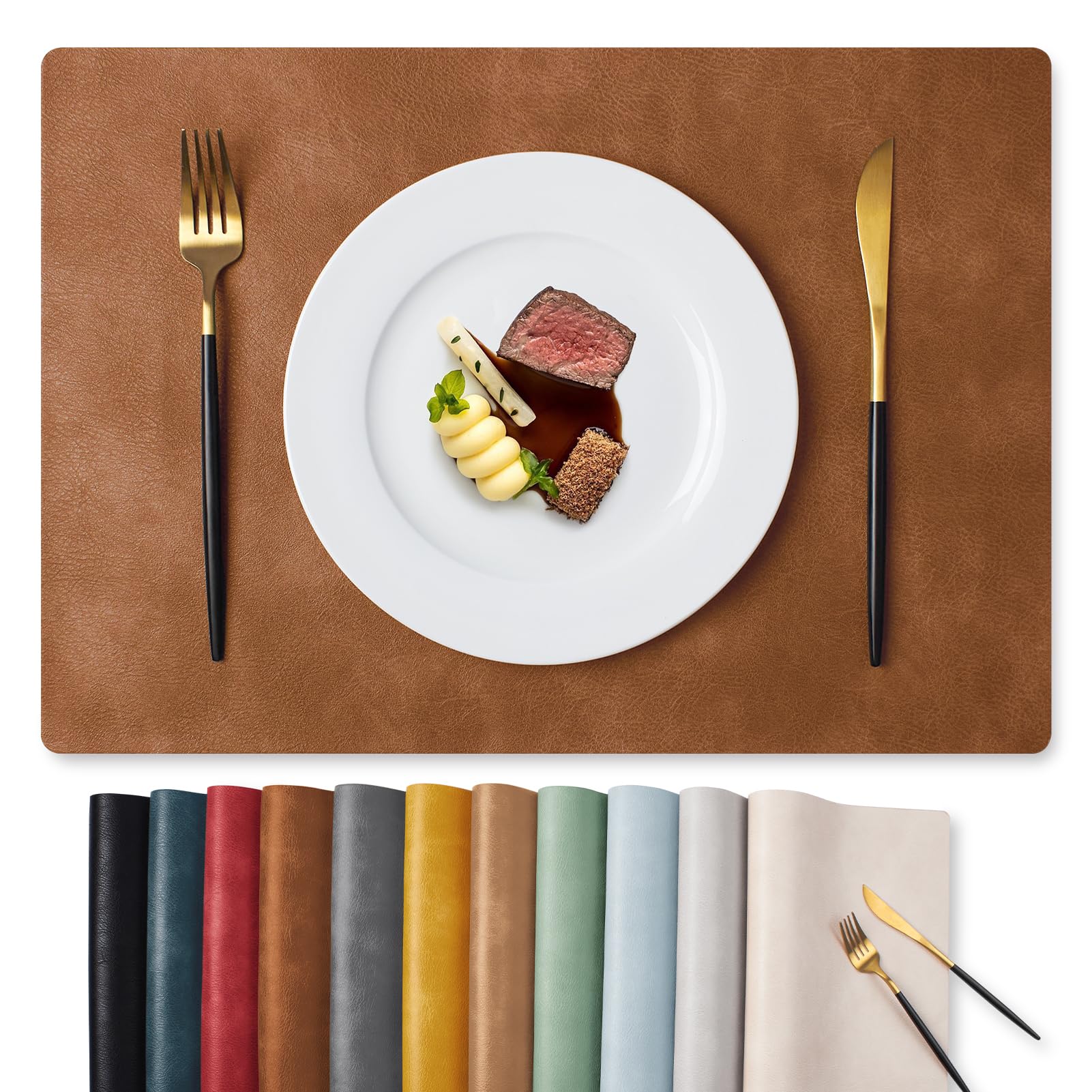 MOSAYT Faux Leather Placemats Set