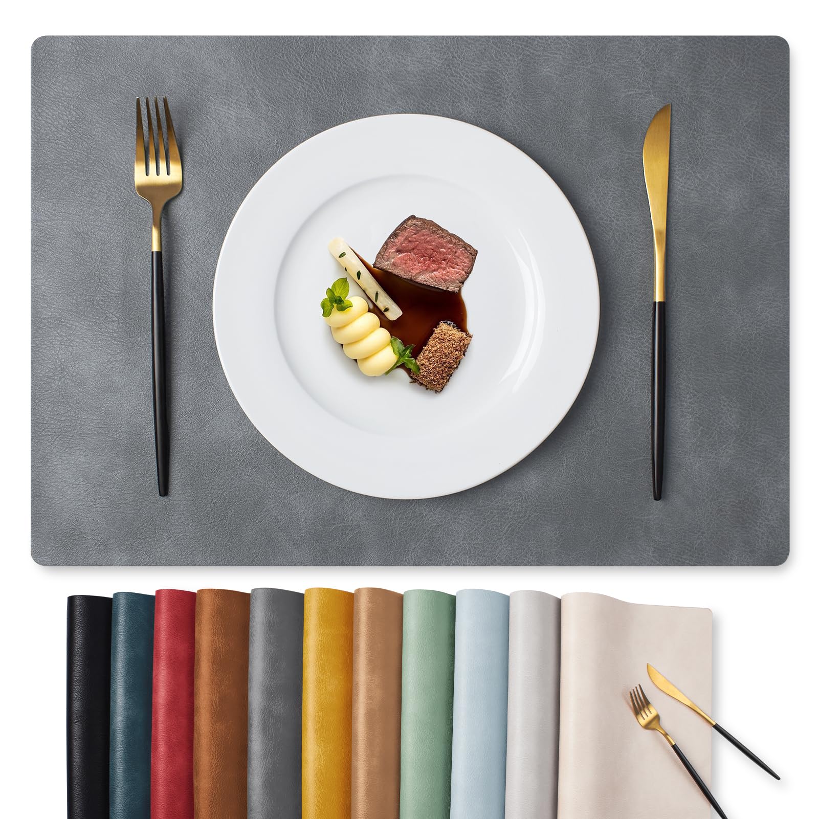 MOSAYT Faux Leather Placemats Set