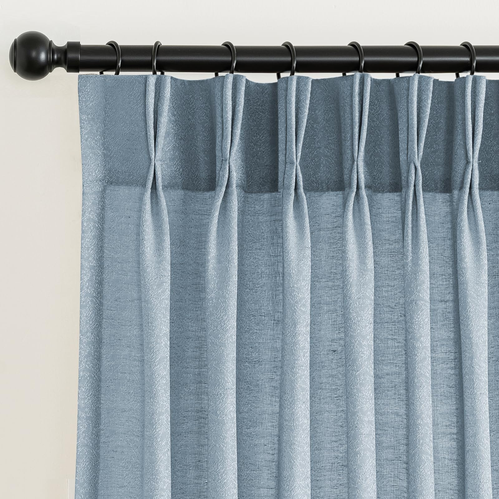 Turquoize Pleated Linen Curtains 2 Panels