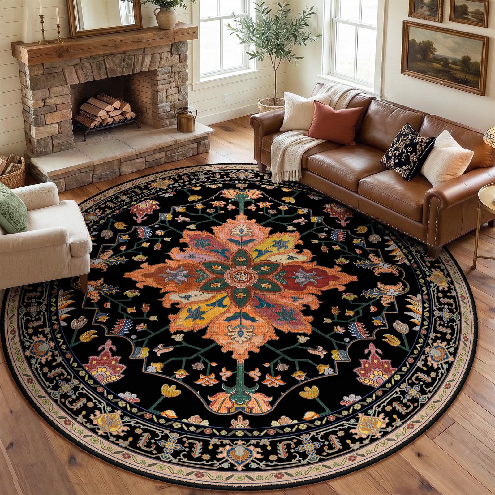 RELEANY Washable Floral Area Rug
