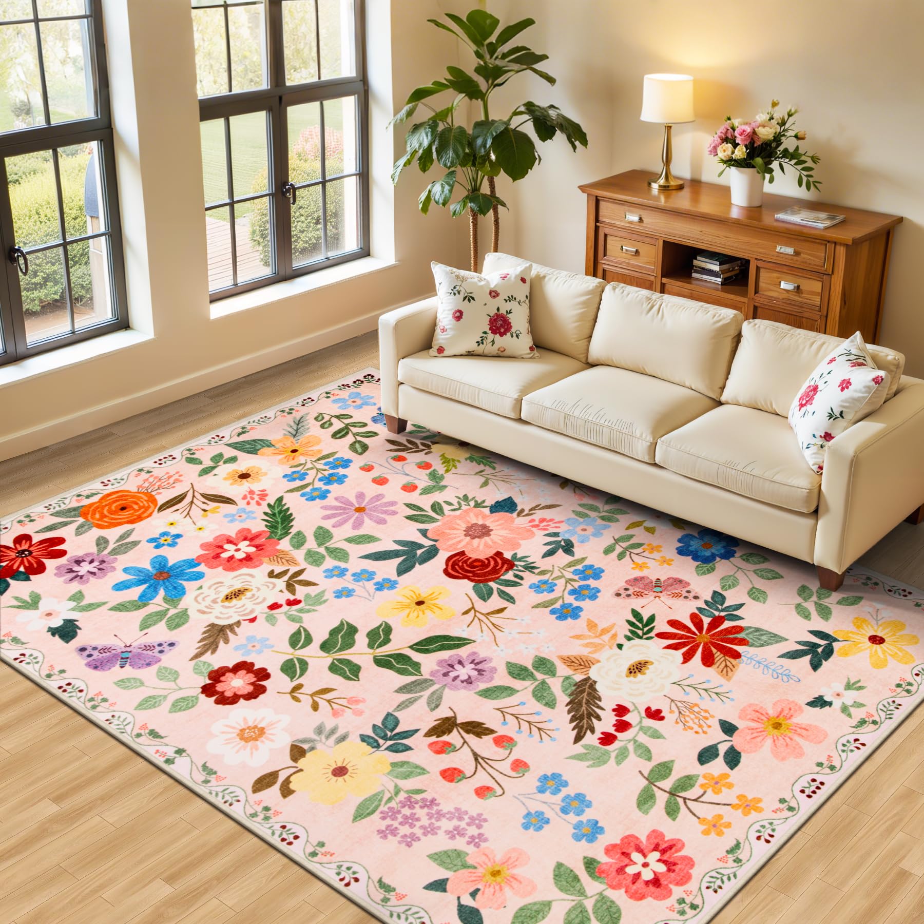 Vintage Boho Washable Area Rug