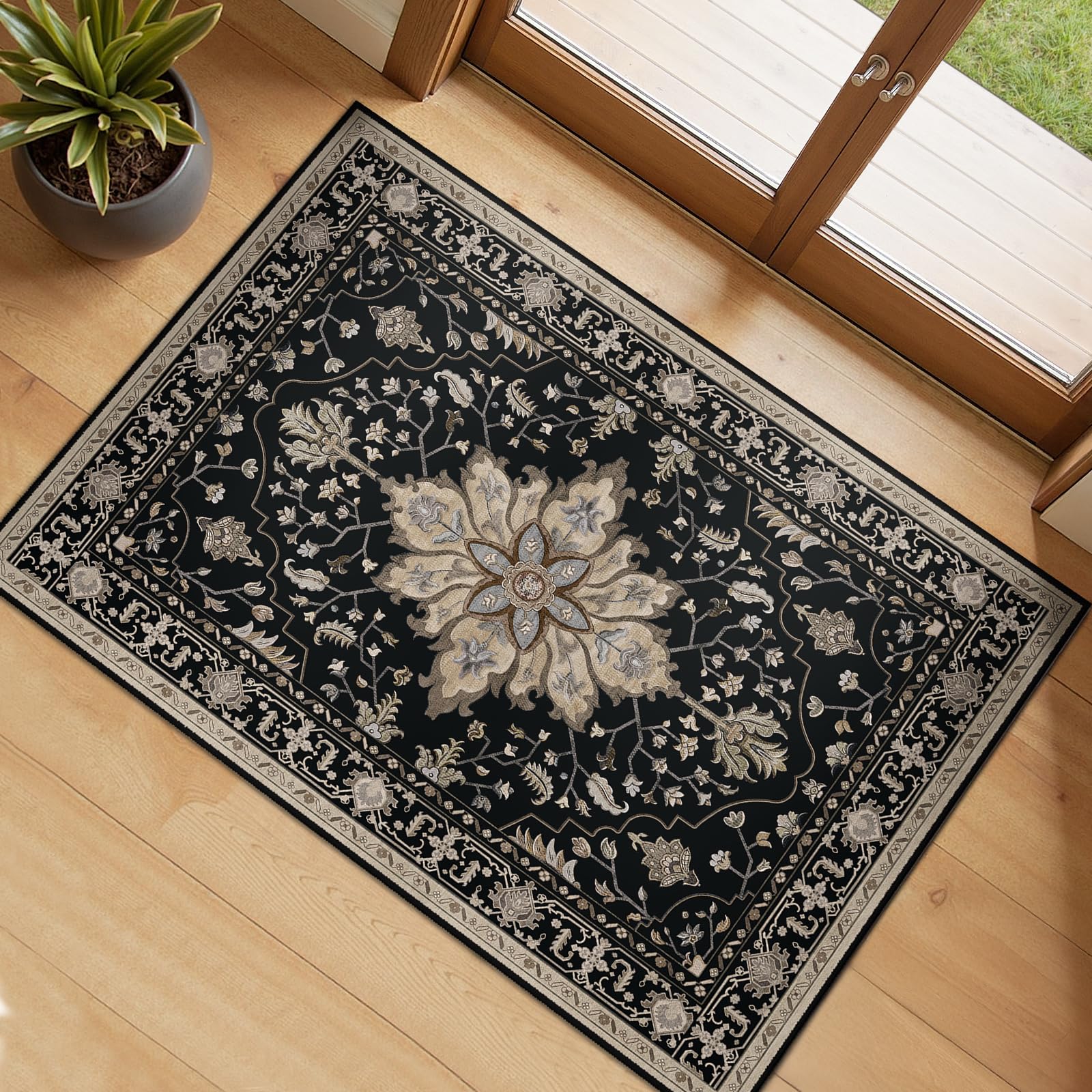 RELEANY Washable Floral Area Rug