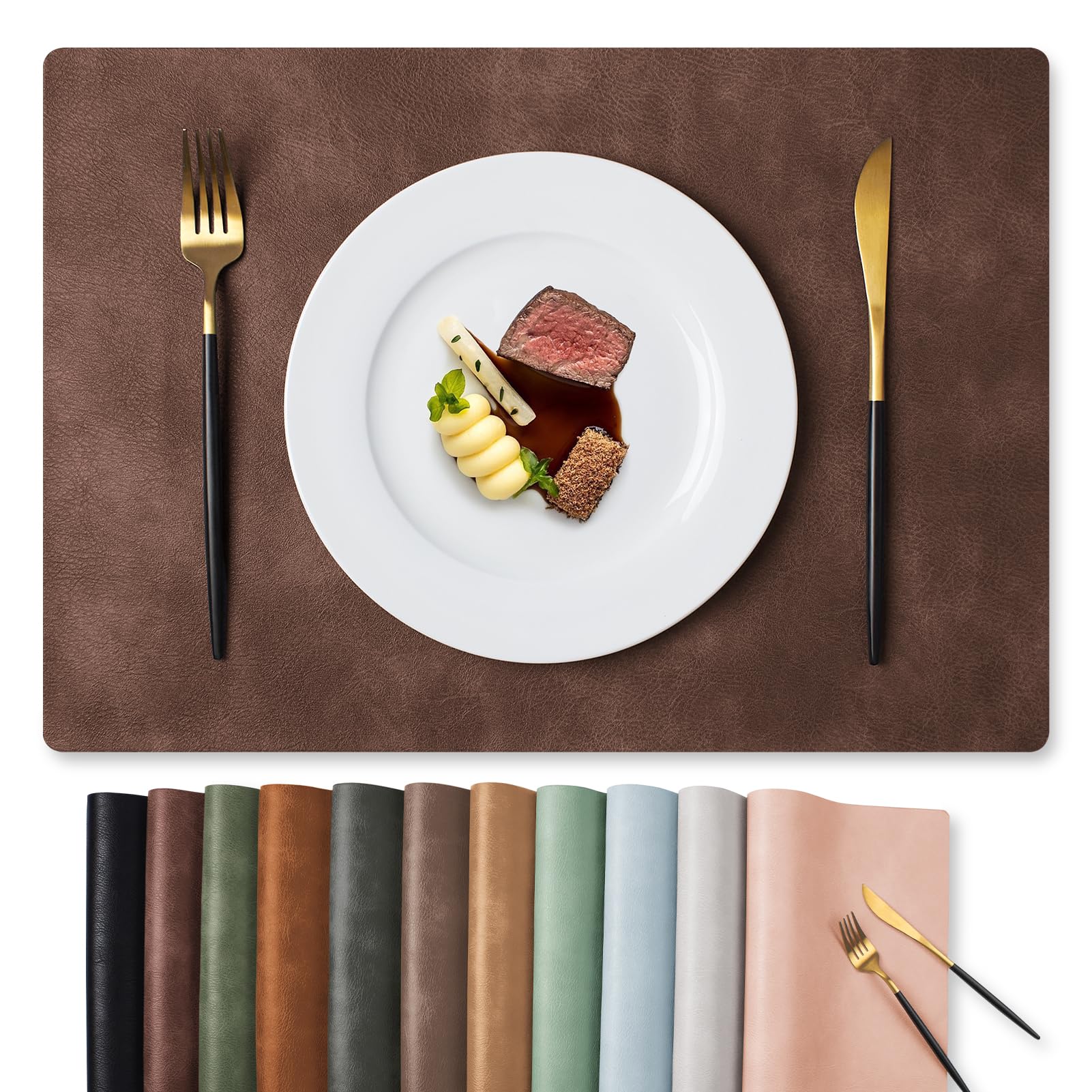 MOSAYT Faux Leather Placemats Set