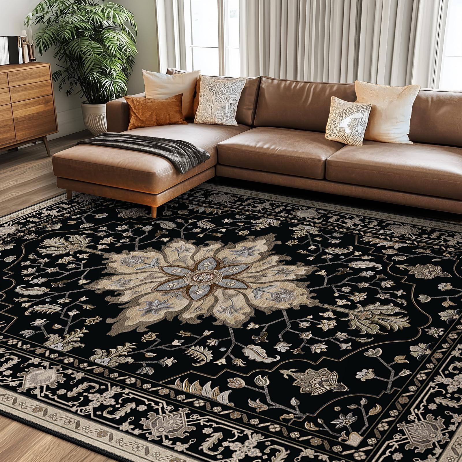 RELEANY Washable Floral Area Rug