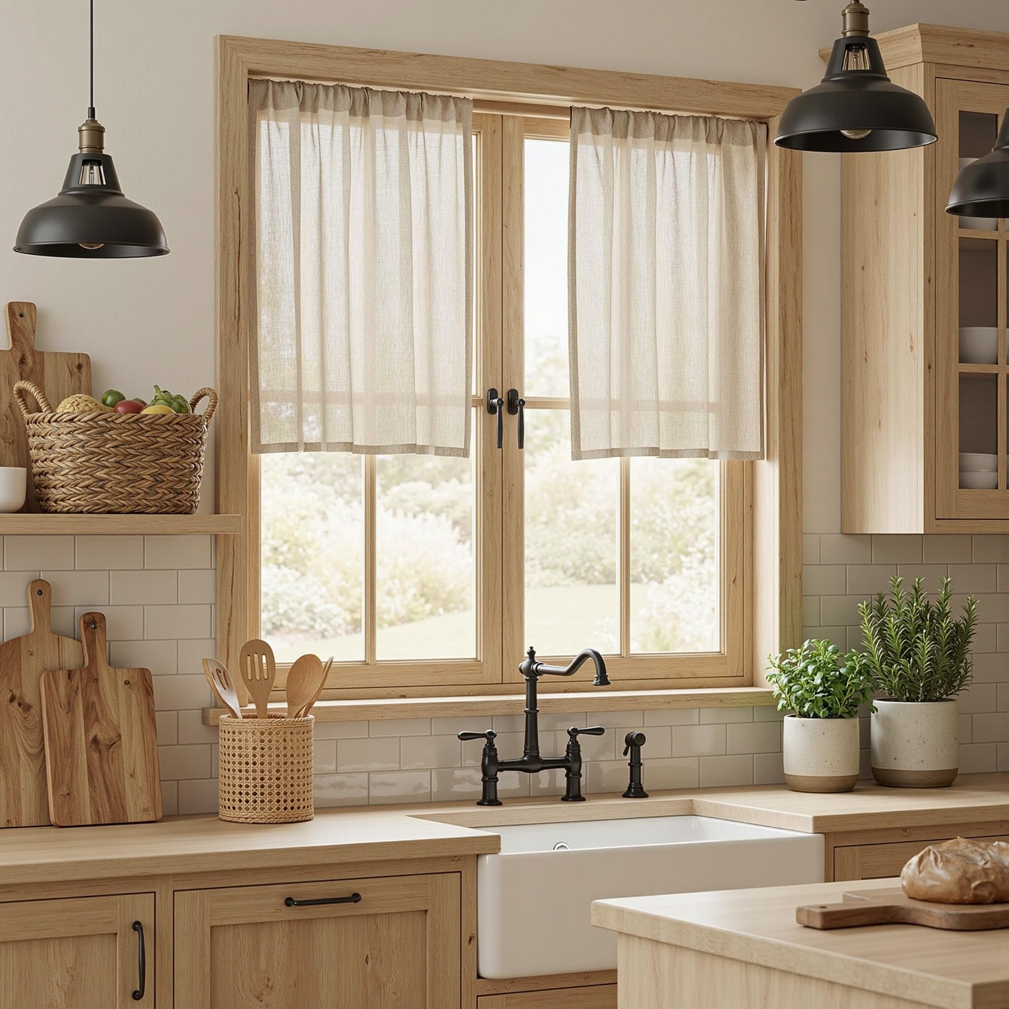 MYSKY HOME Semi Sheer Boho Curtains