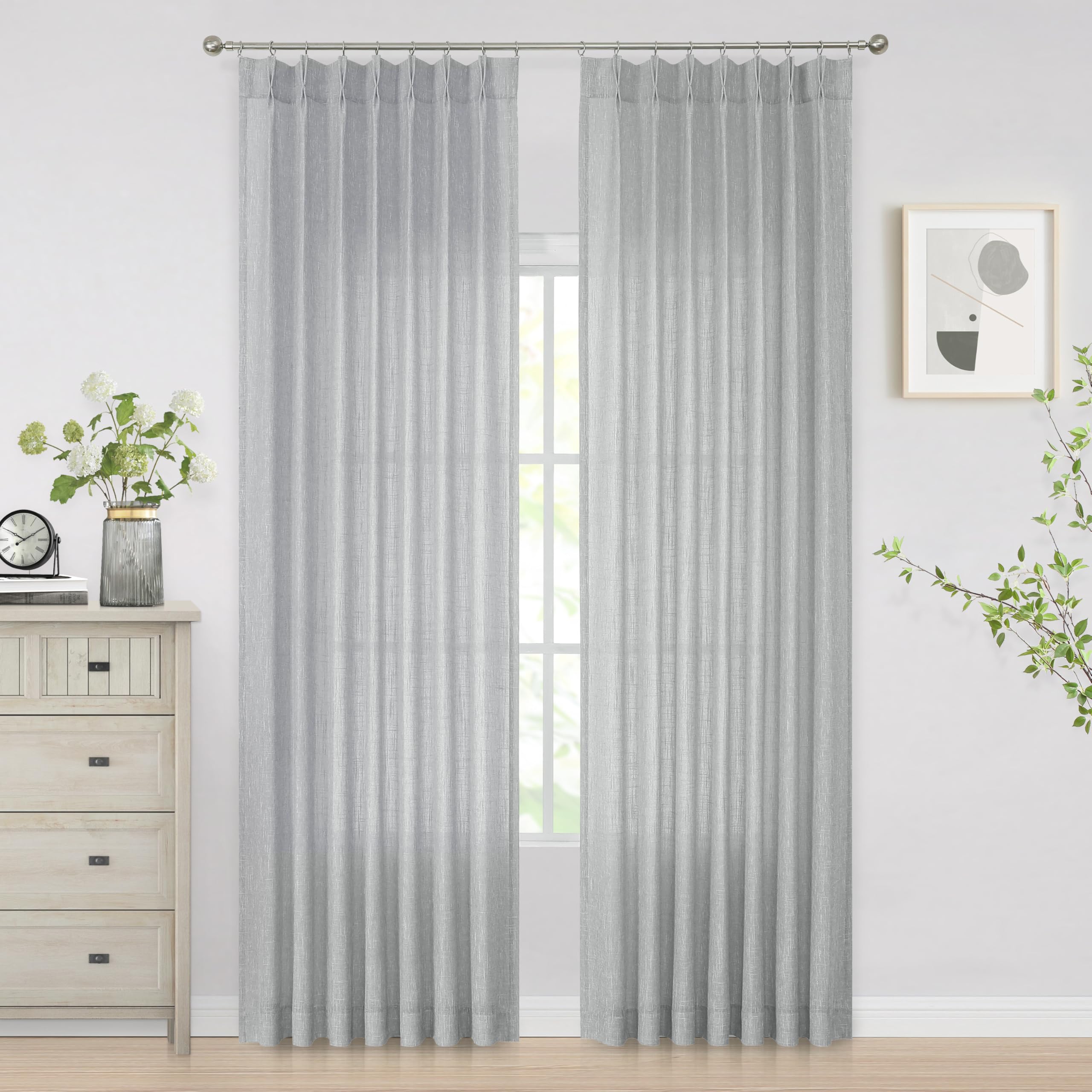 Vision Home Pinch Pleated Sheer Curtains
