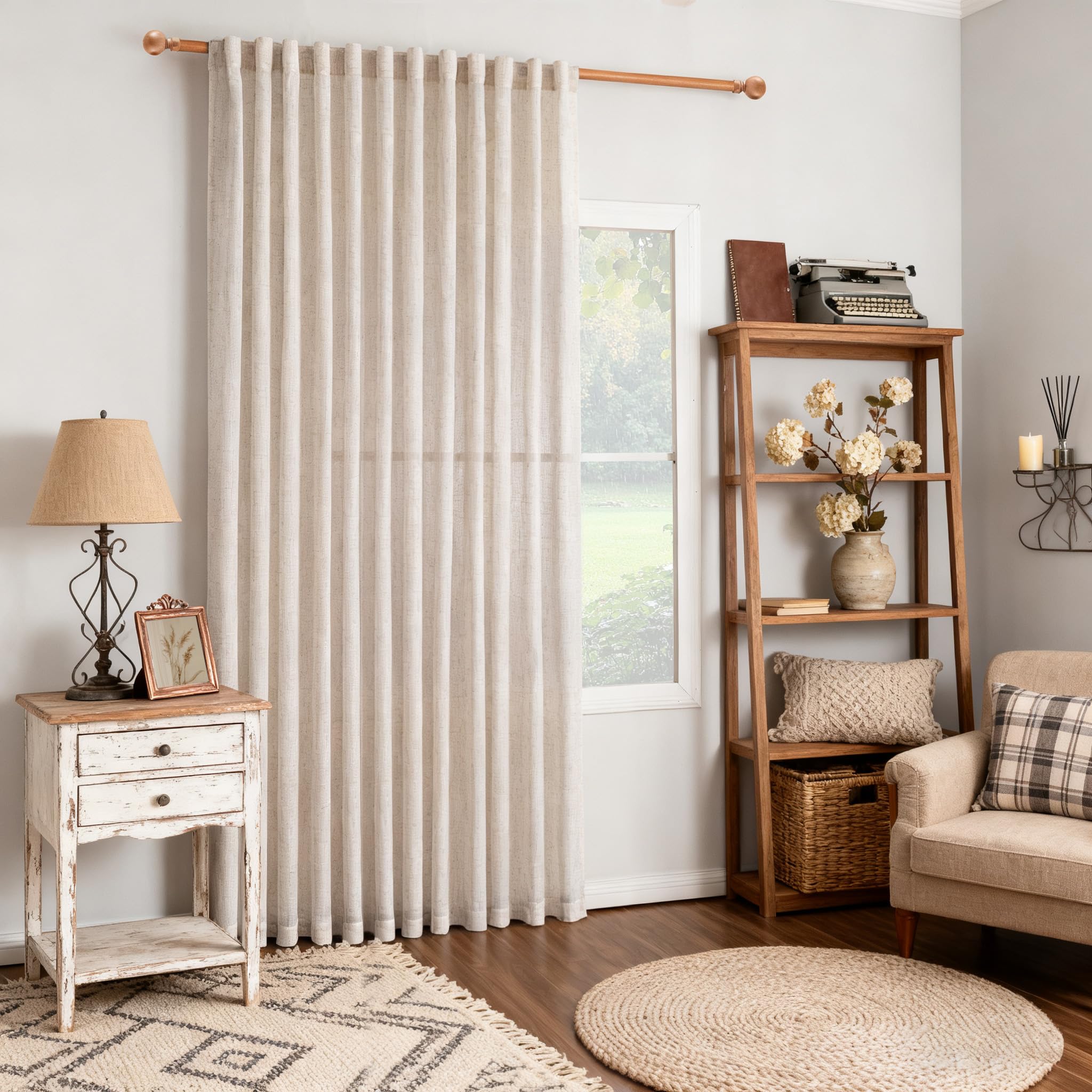 MYSKY HOME Semi Sheer Boho Curtains