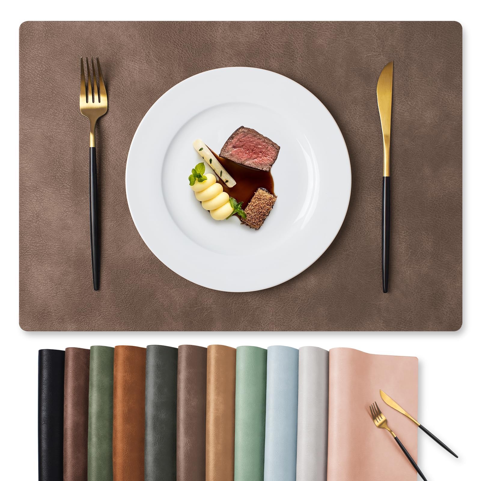 MOSAYT Faux Leather Placemats Set