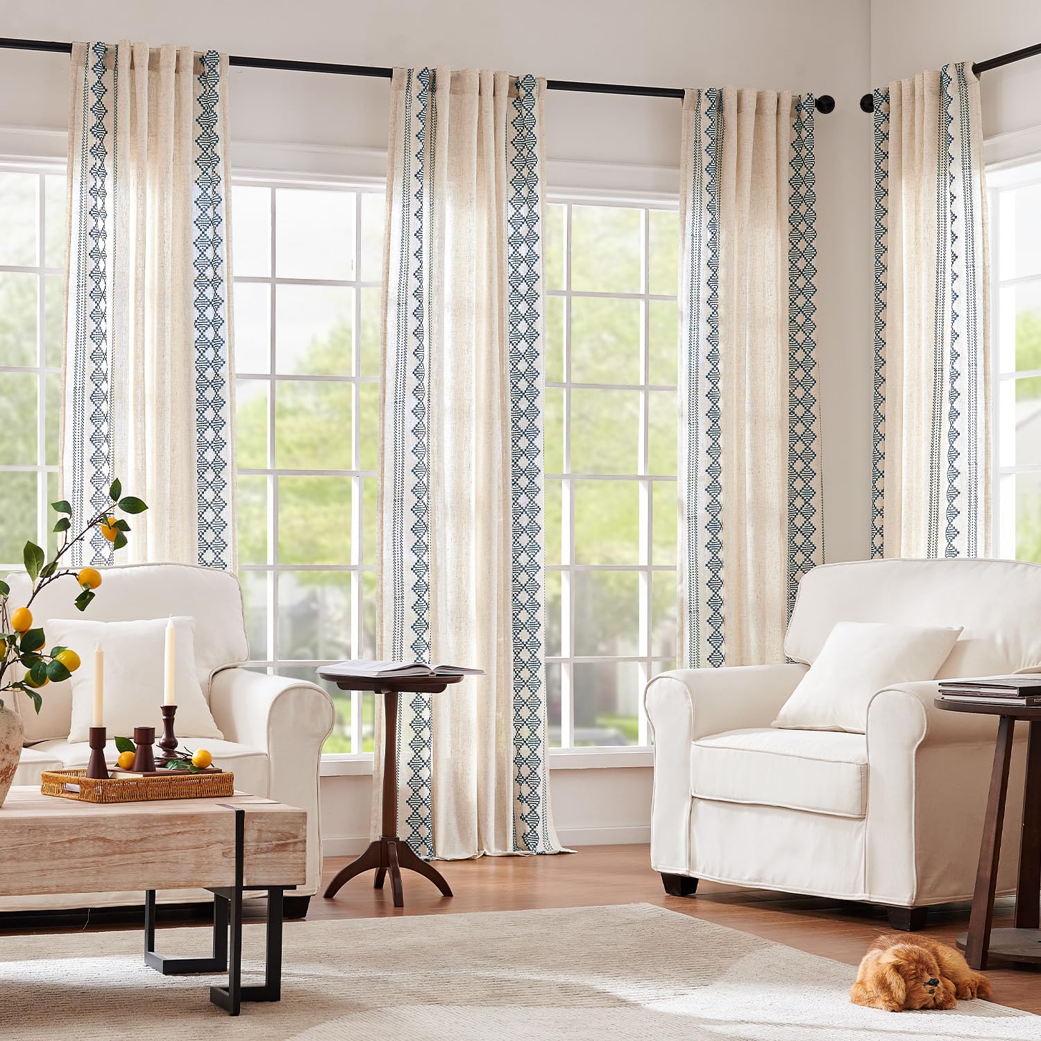 jinchan Embroidered Boho Curtains