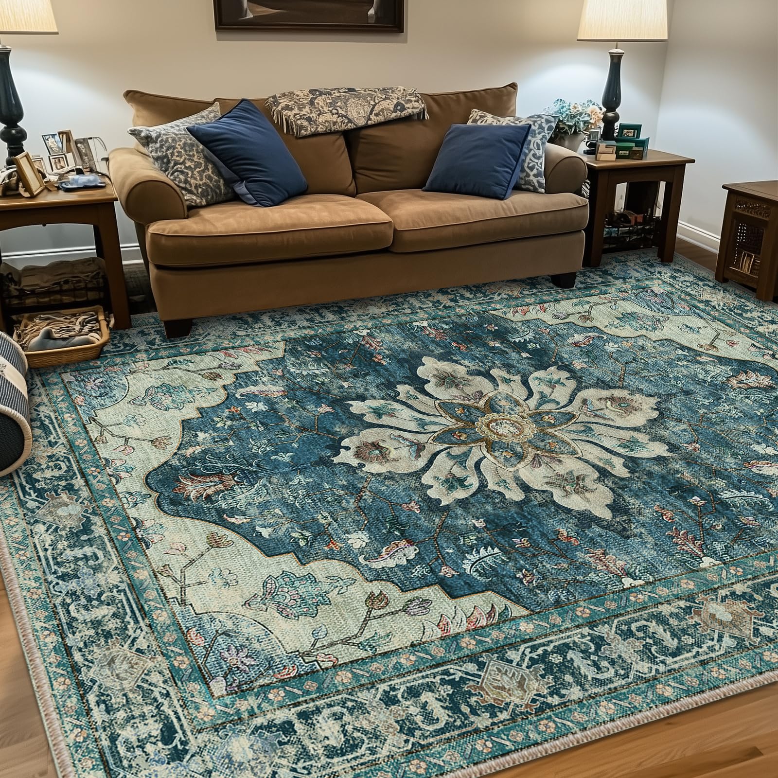 RELEANY Washable Floral Area Rug