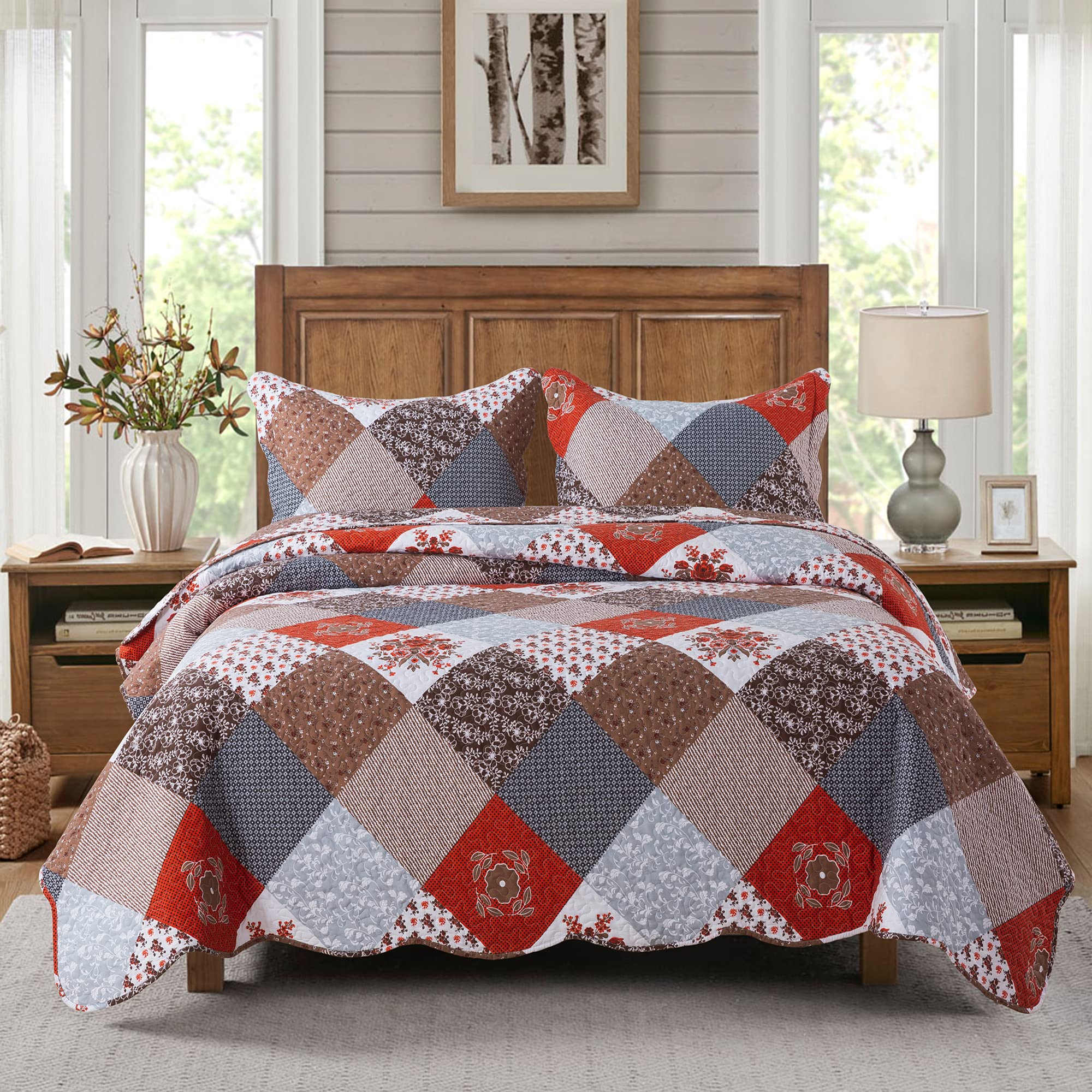 Travan Floral Quilt Set 3-Piece