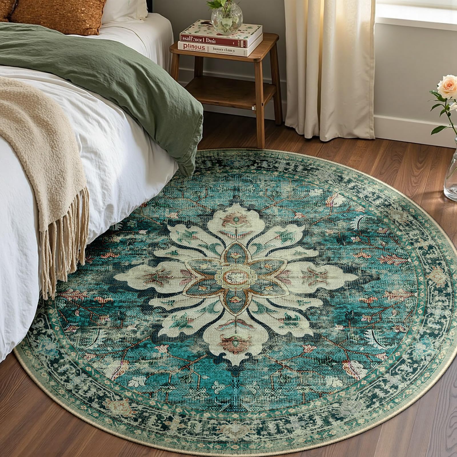 RELEANY Washable Floral Area Rug