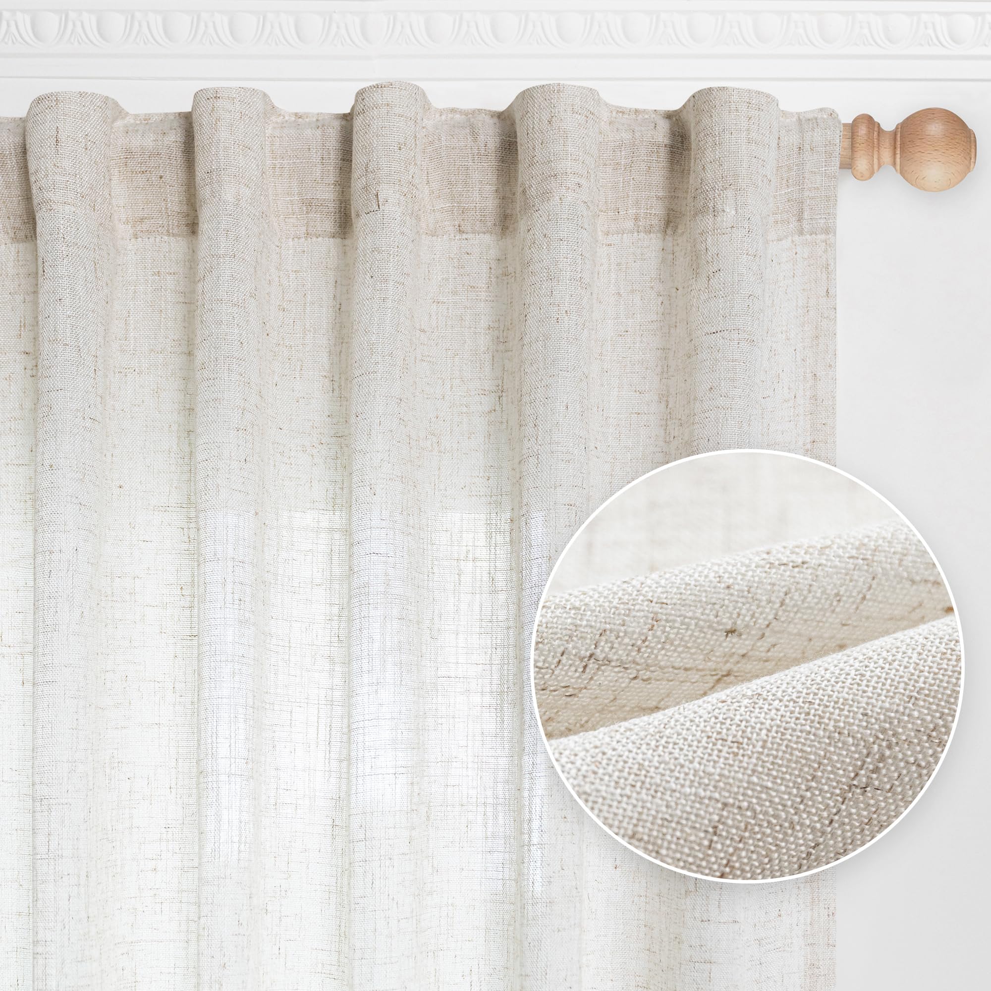 MYSKY HOME Semi Sheer Boho Curtains