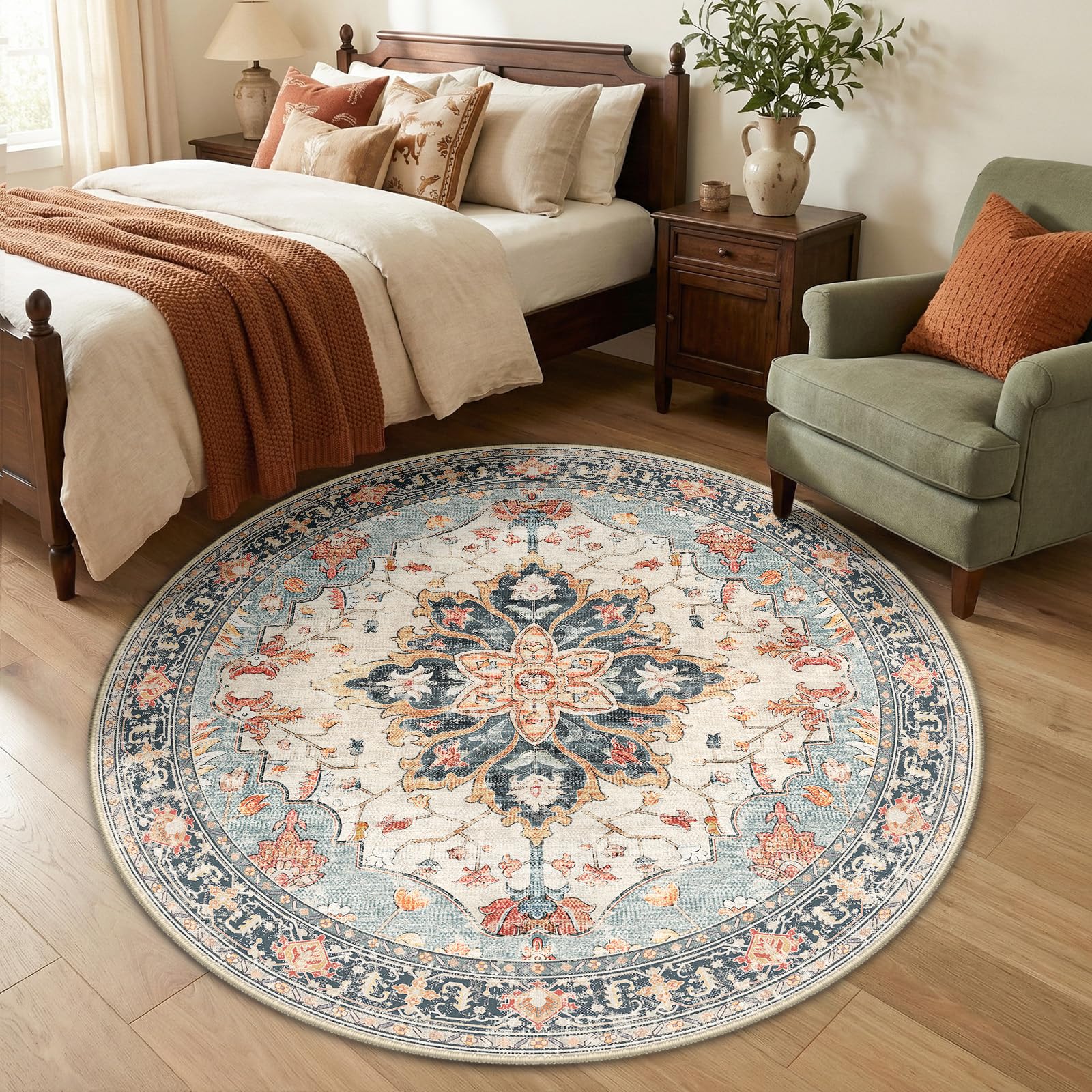 RELEANY Washable Floral Area Rug
