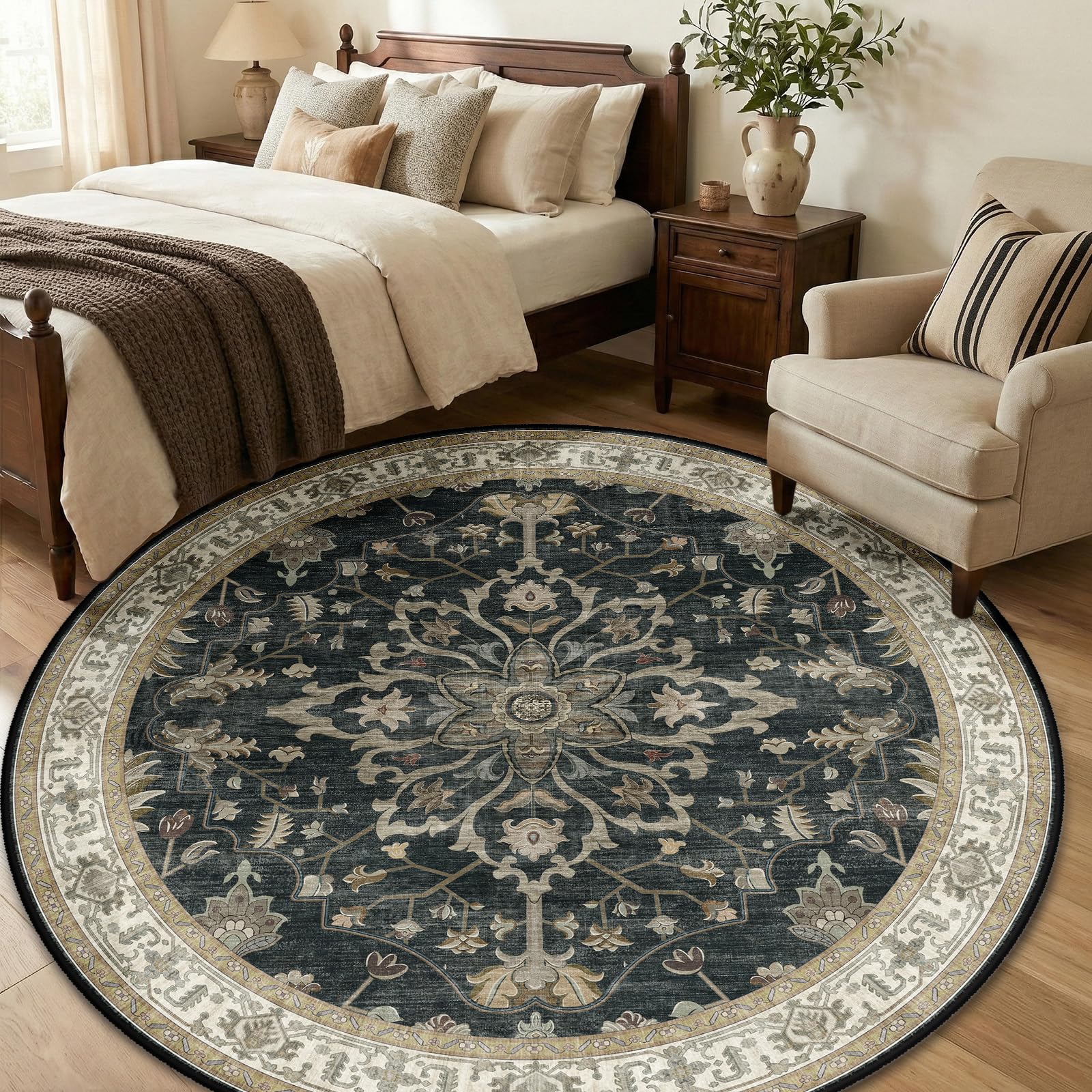 RELEANY Washable Floral Area Rug
