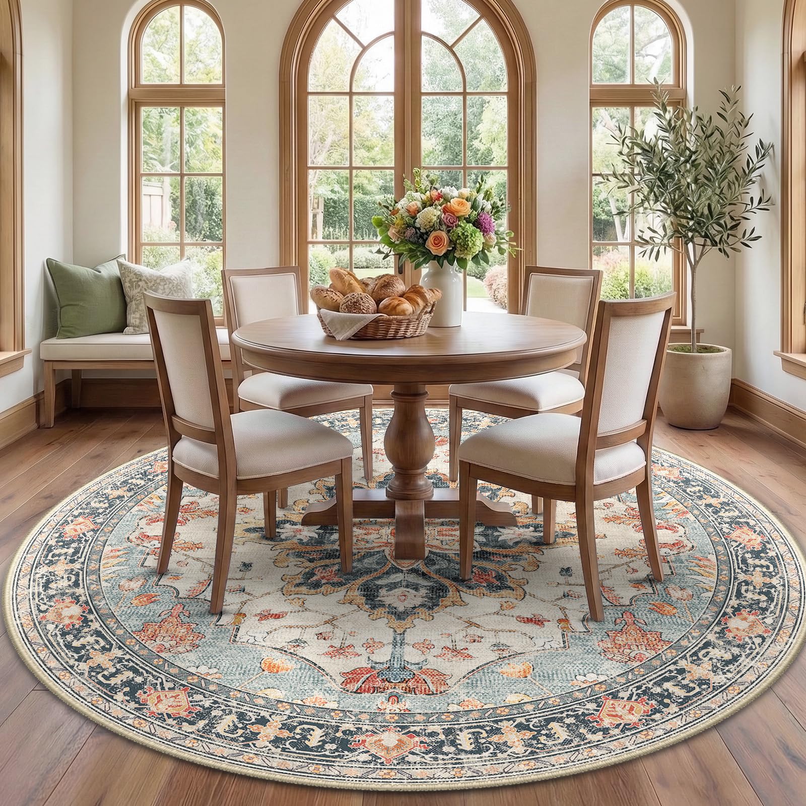 RELEANY Washable Floral Area Rug