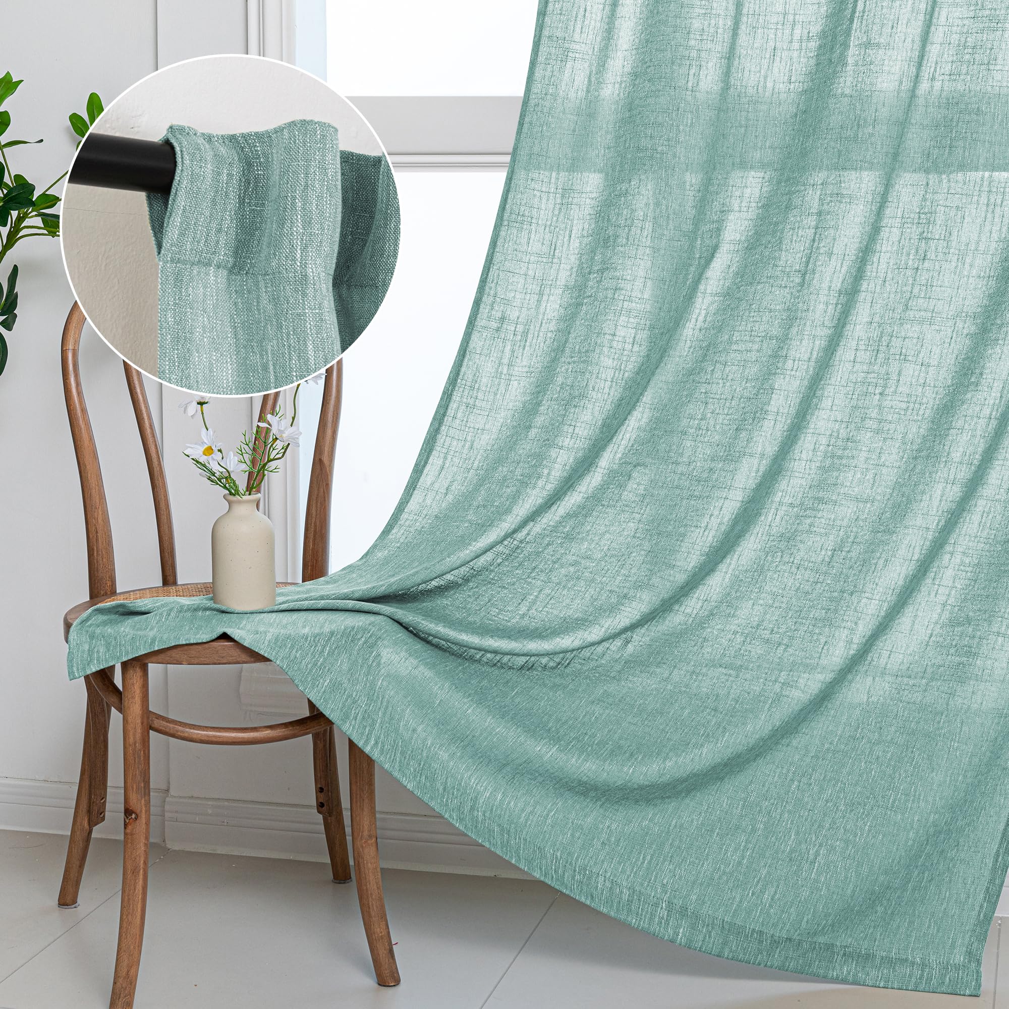 MYSKY HOME Semi Sheer Boho Curtains