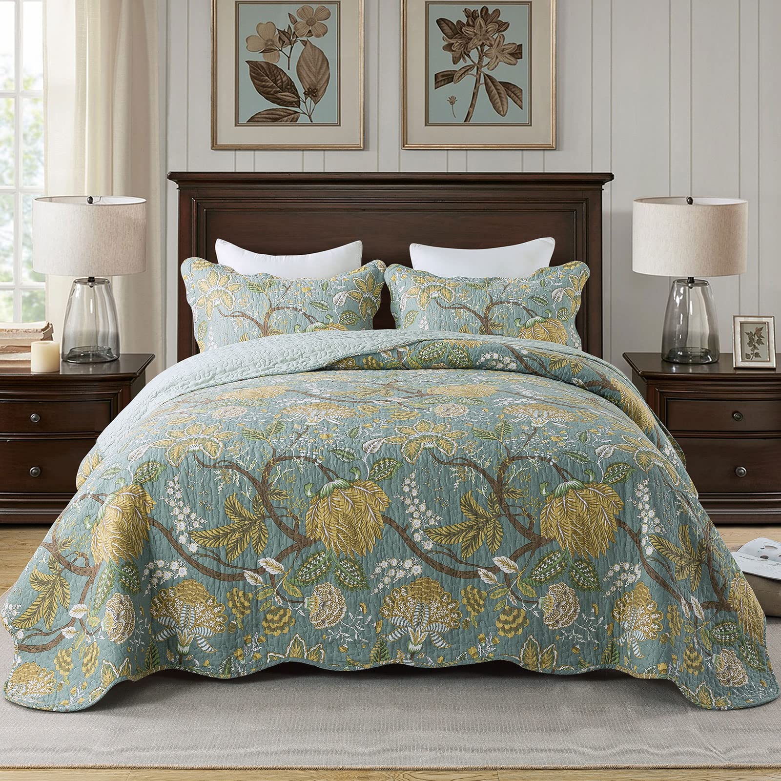 Travan Floral Quilt Set 3-Piece
