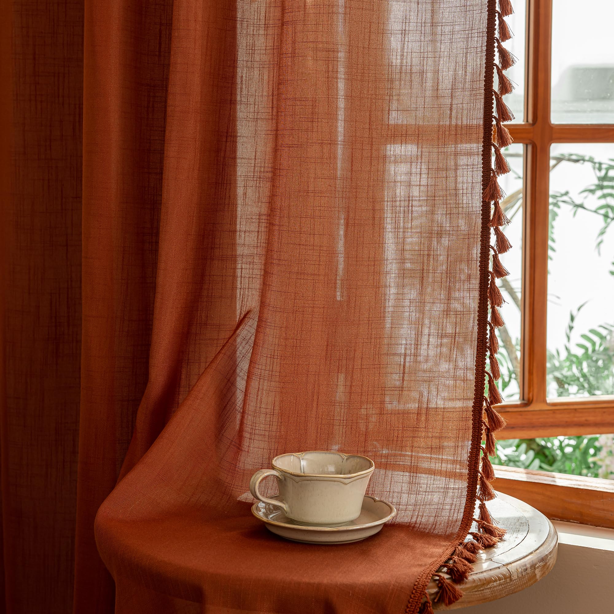 MYSKY HOME Semi Sheer Boho Curtains