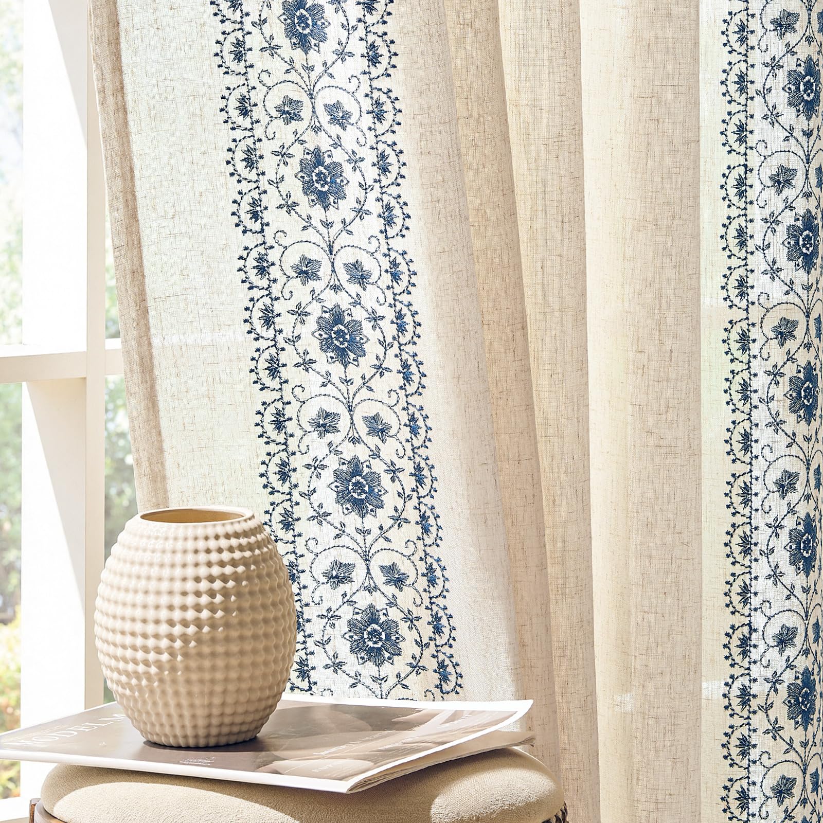 jinchan Embroidered Boho Curtains