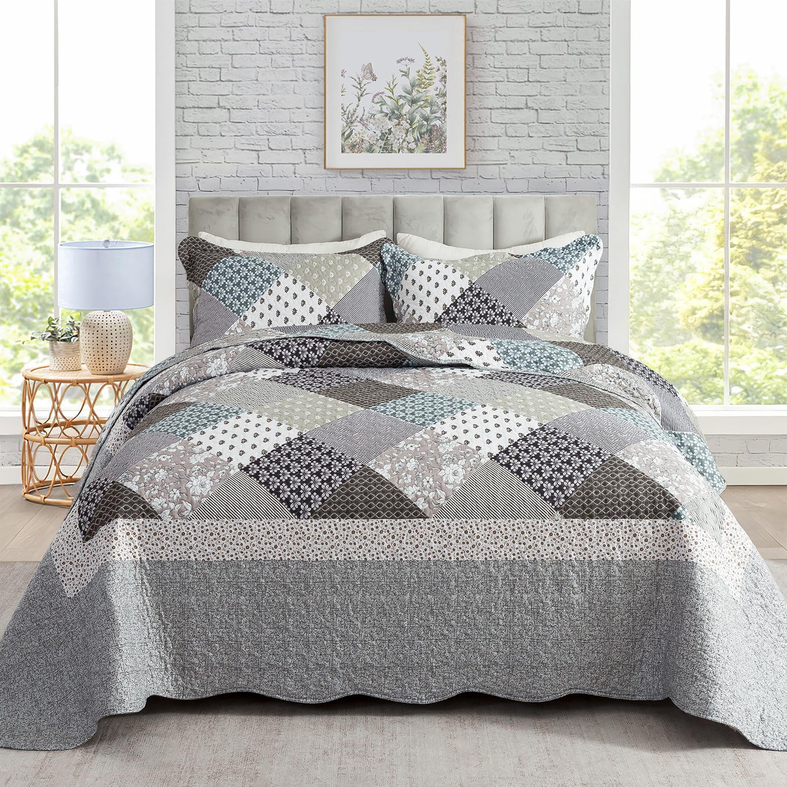 Travan Floral Quilt Set 3-Piece