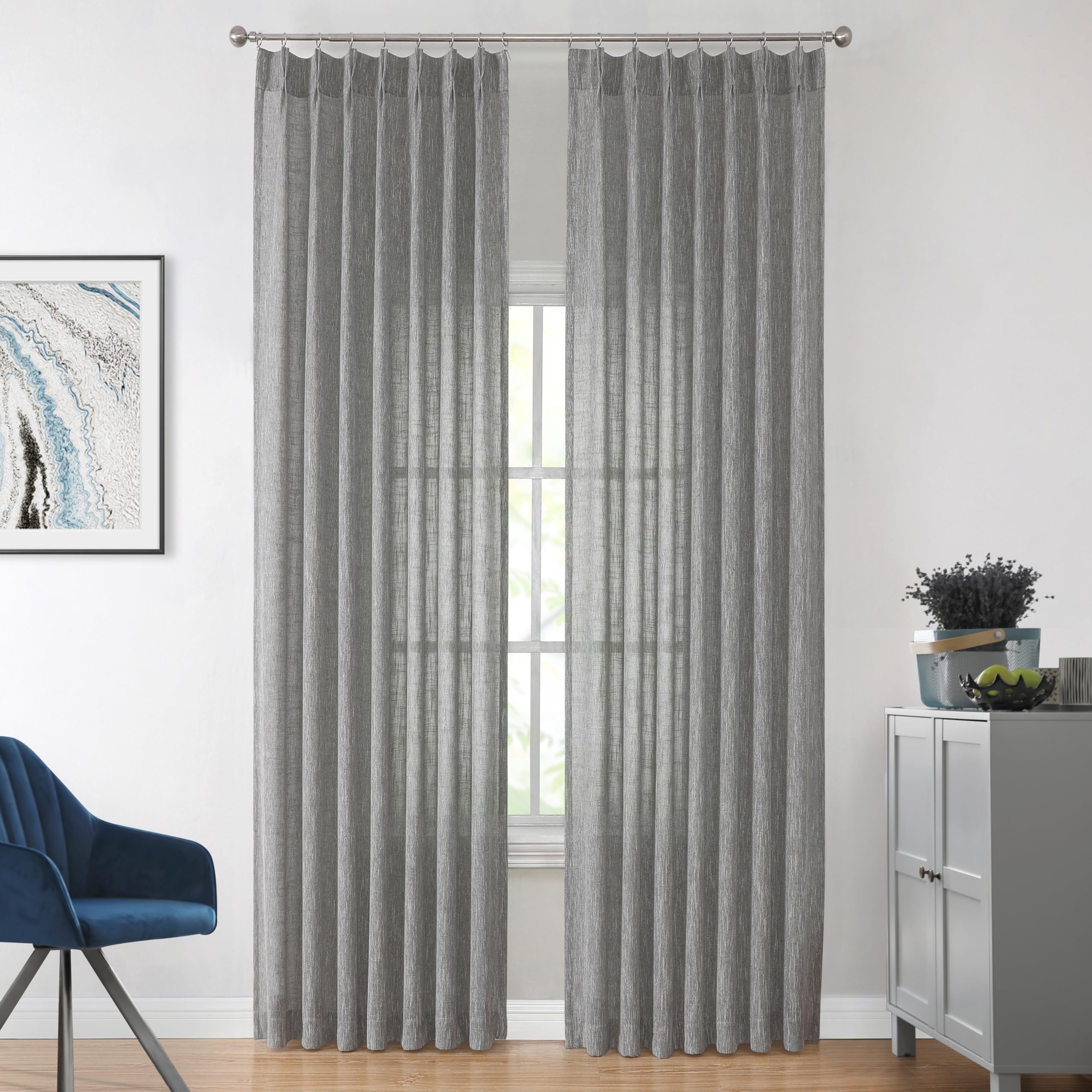 Vision Home Pinch Pleated Sheer Curtains