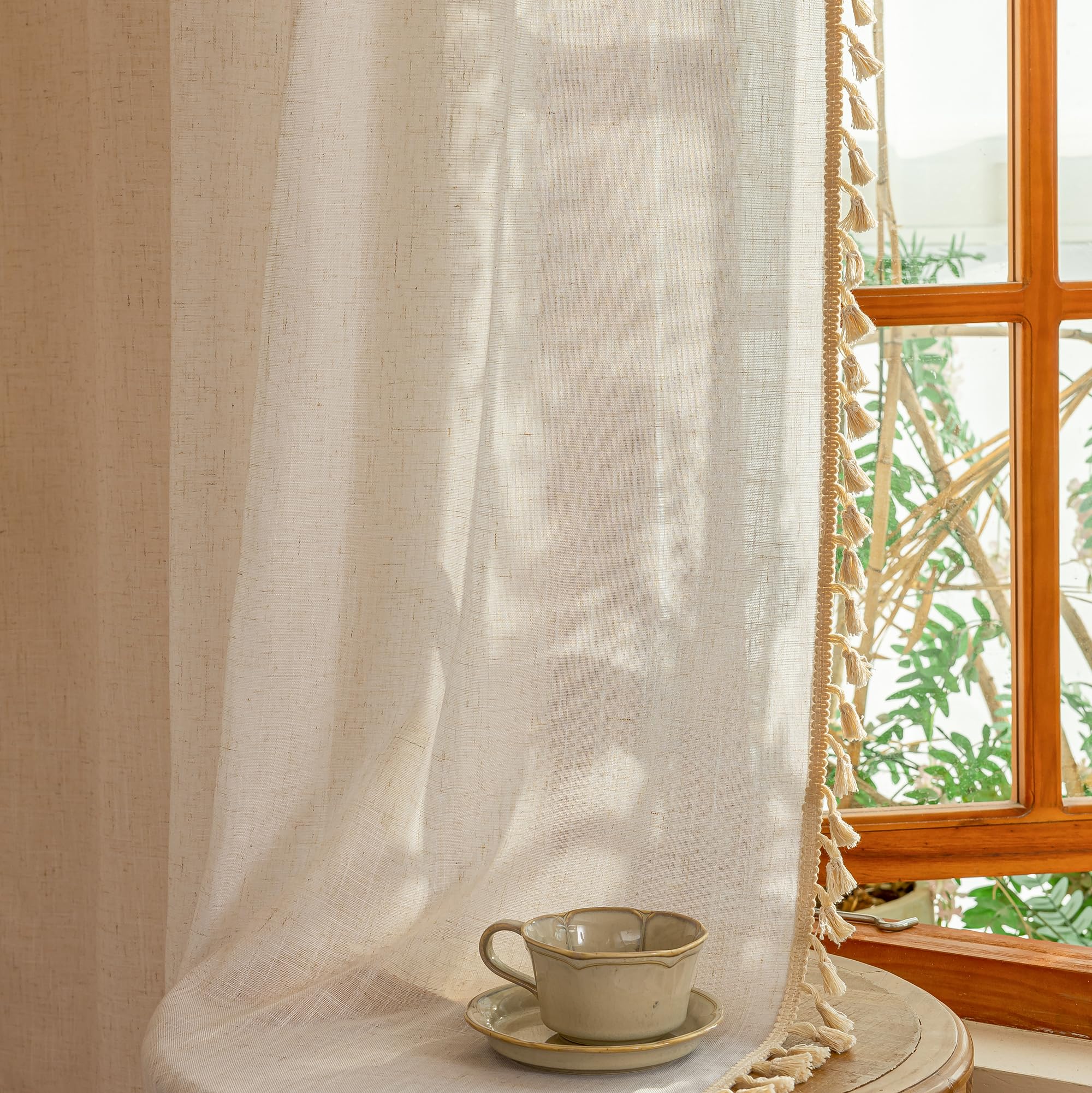 MYSKY HOME Semi Sheer Boho Curtains