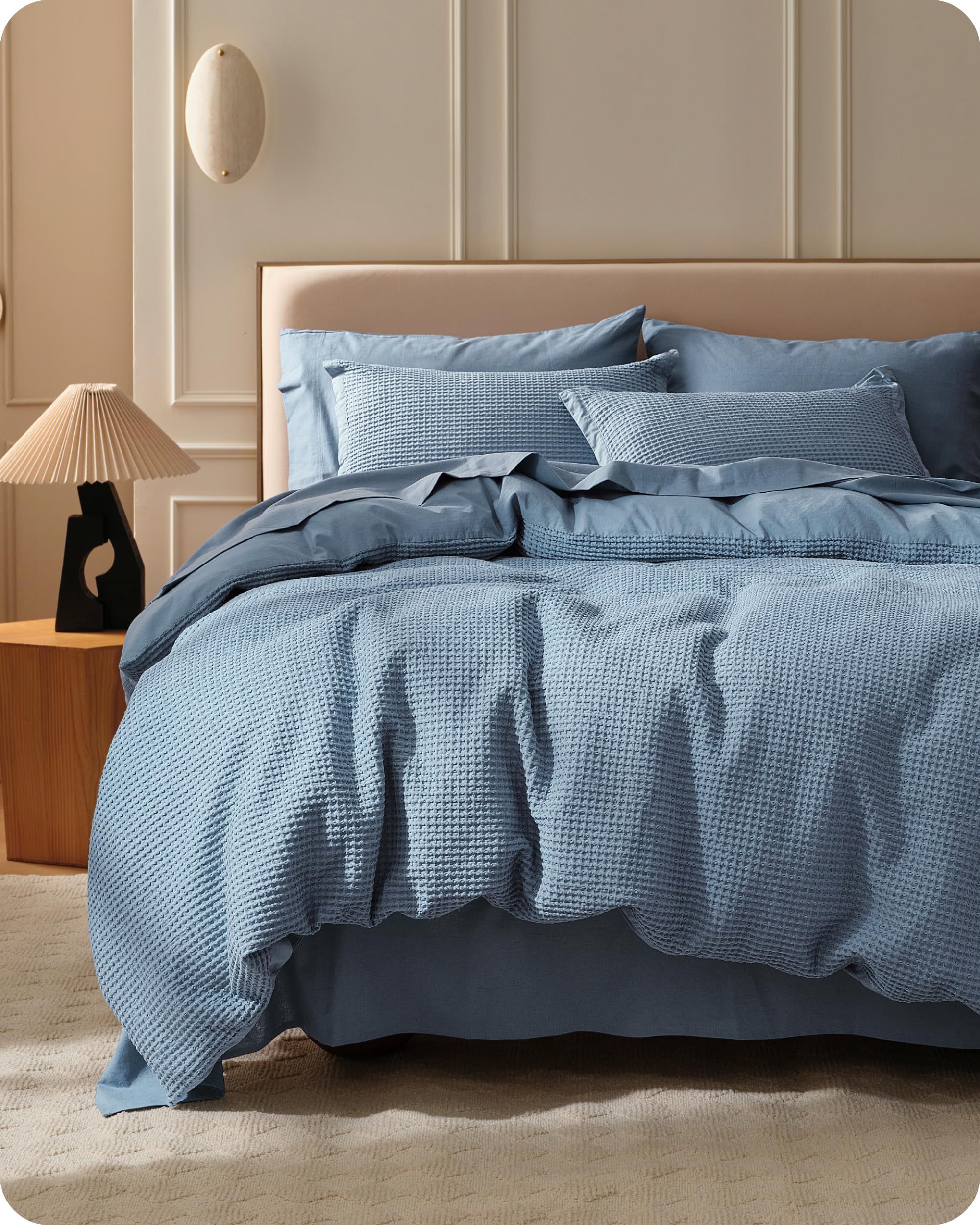 Bedsure Cotton Waffle Duvet Cover Set