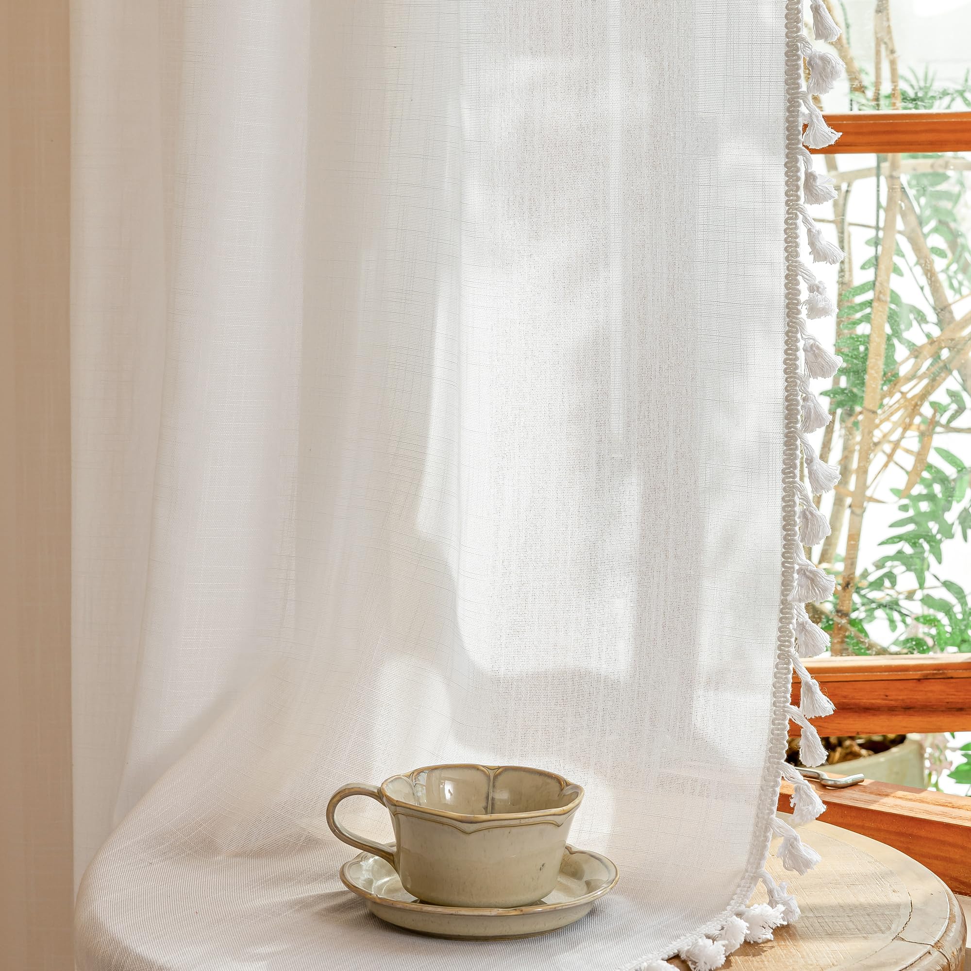 MYSKY HOME Semi Sheer Boho Curtains