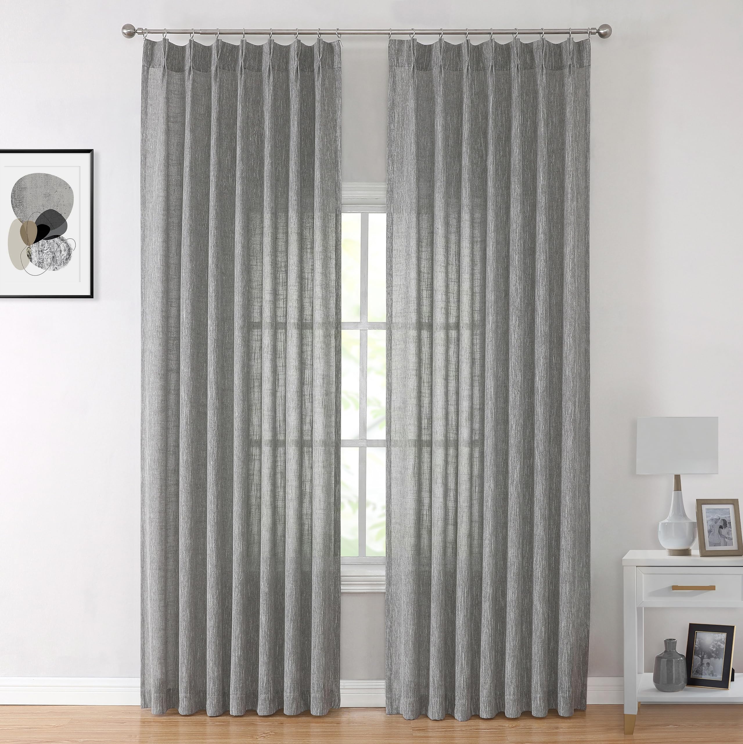 Vision Home Pinch Pleated Sheer Curtains