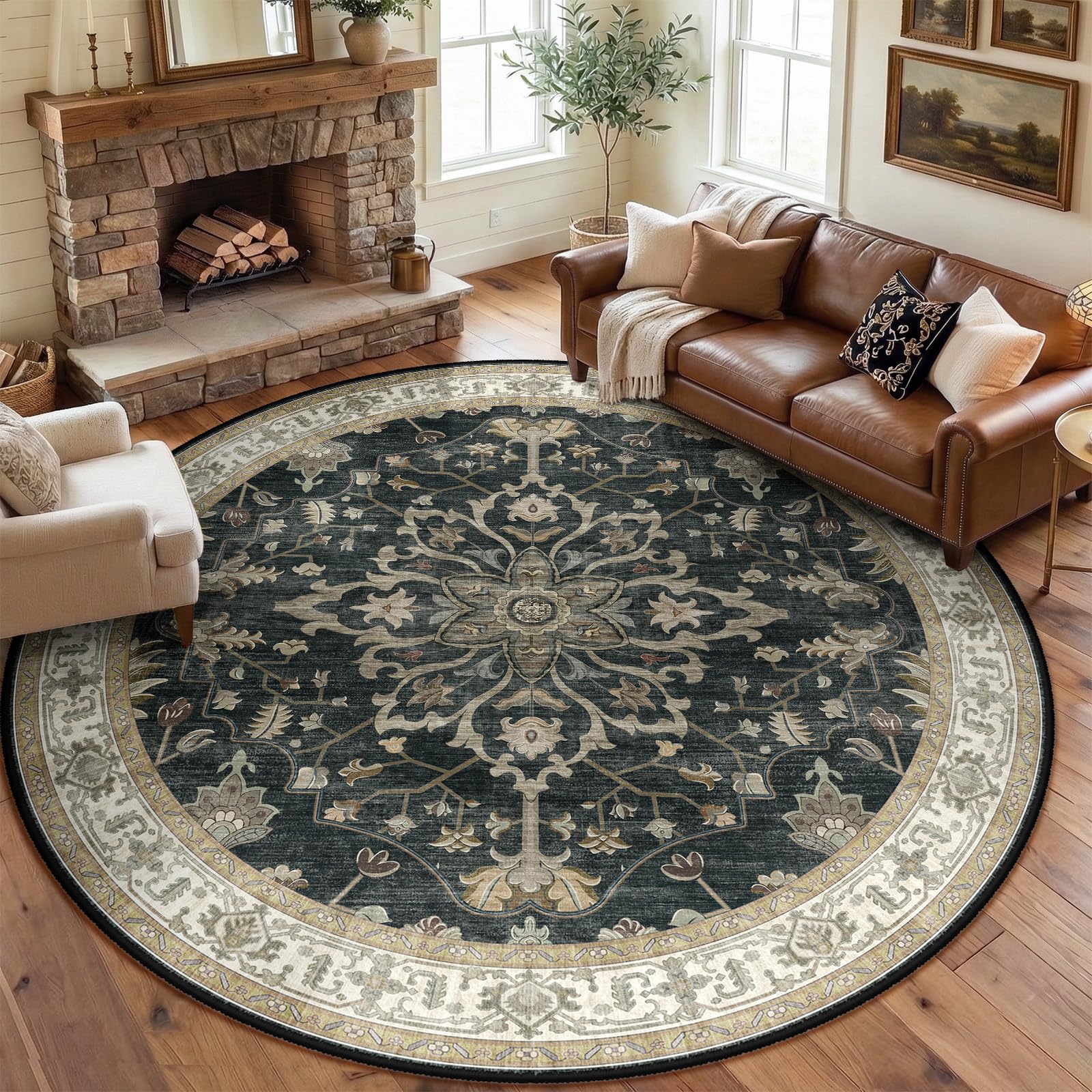 RELEANY Washable Floral Area Rug