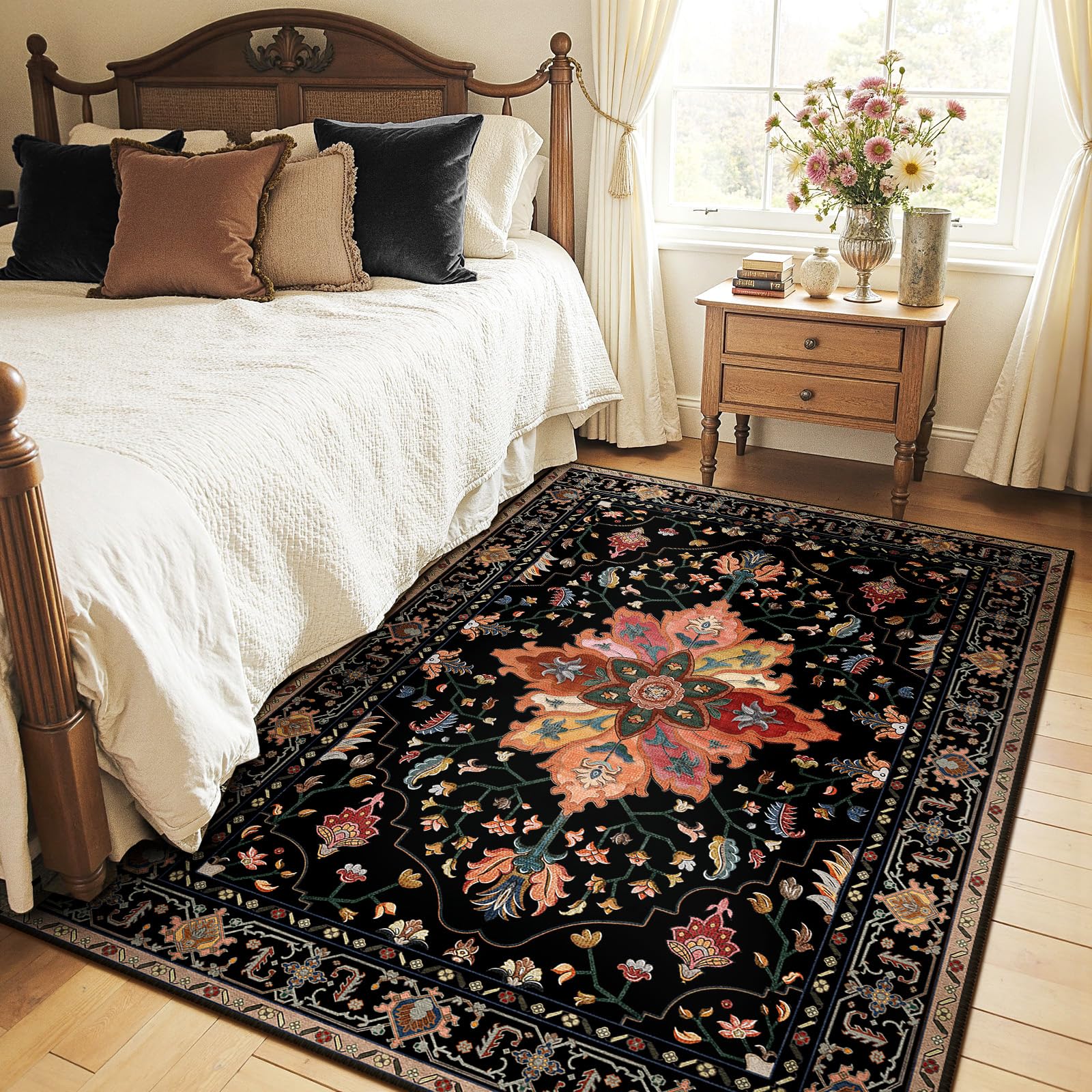 RELEANY Washable Floral Area Rug
