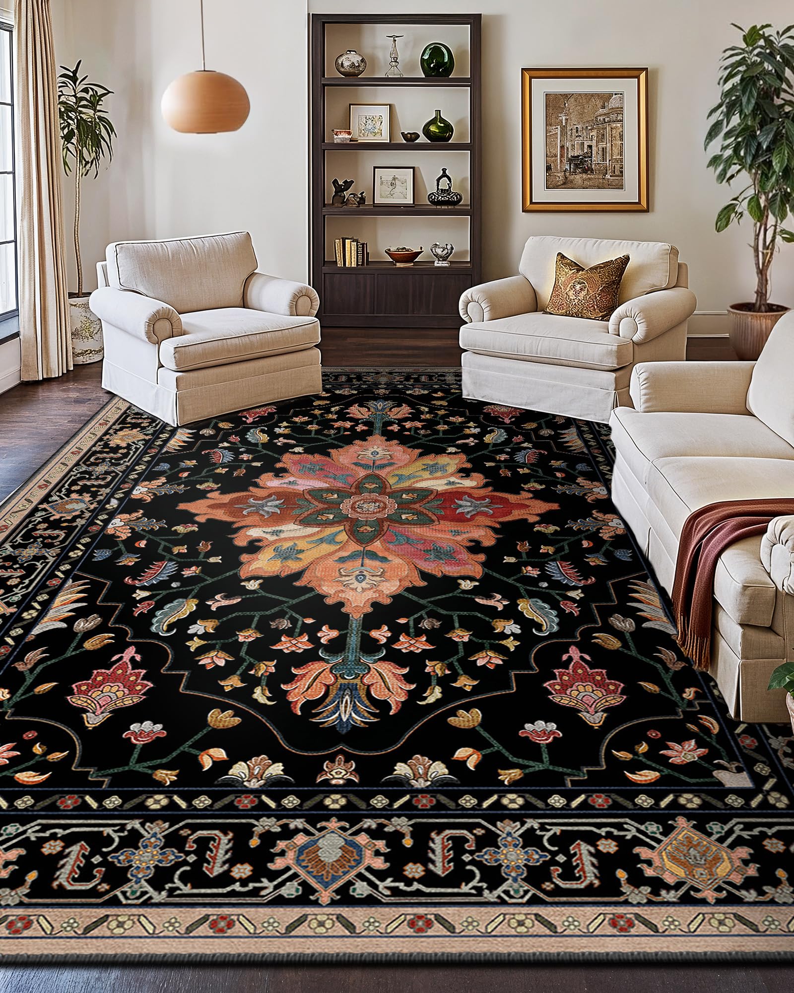 RELEANY Washable Floral Area Rug