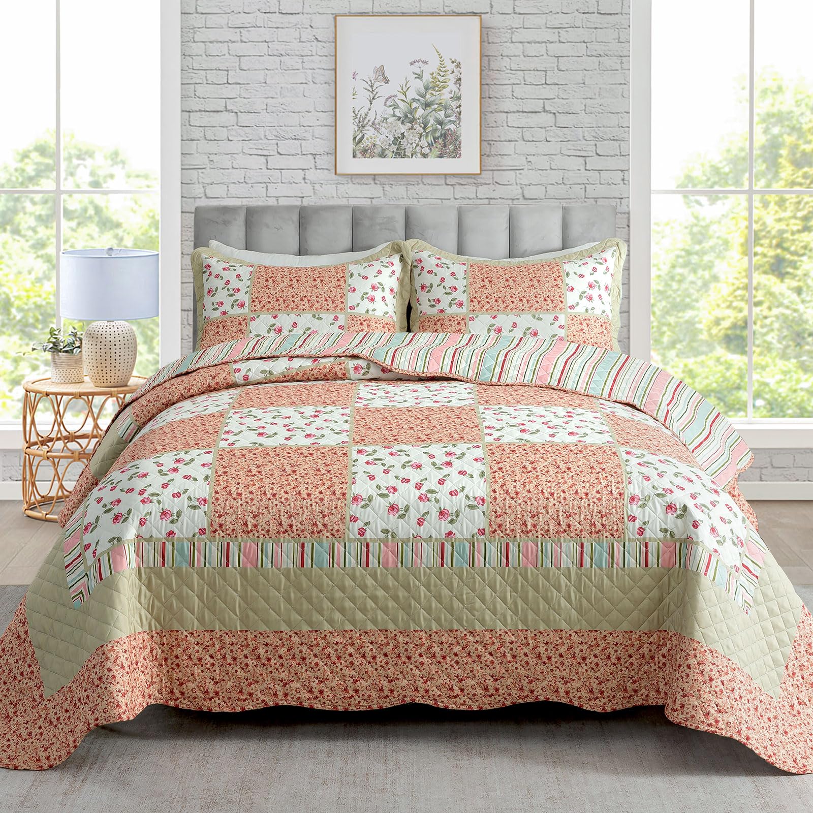Travan Floral Quilt Set 3-Piece